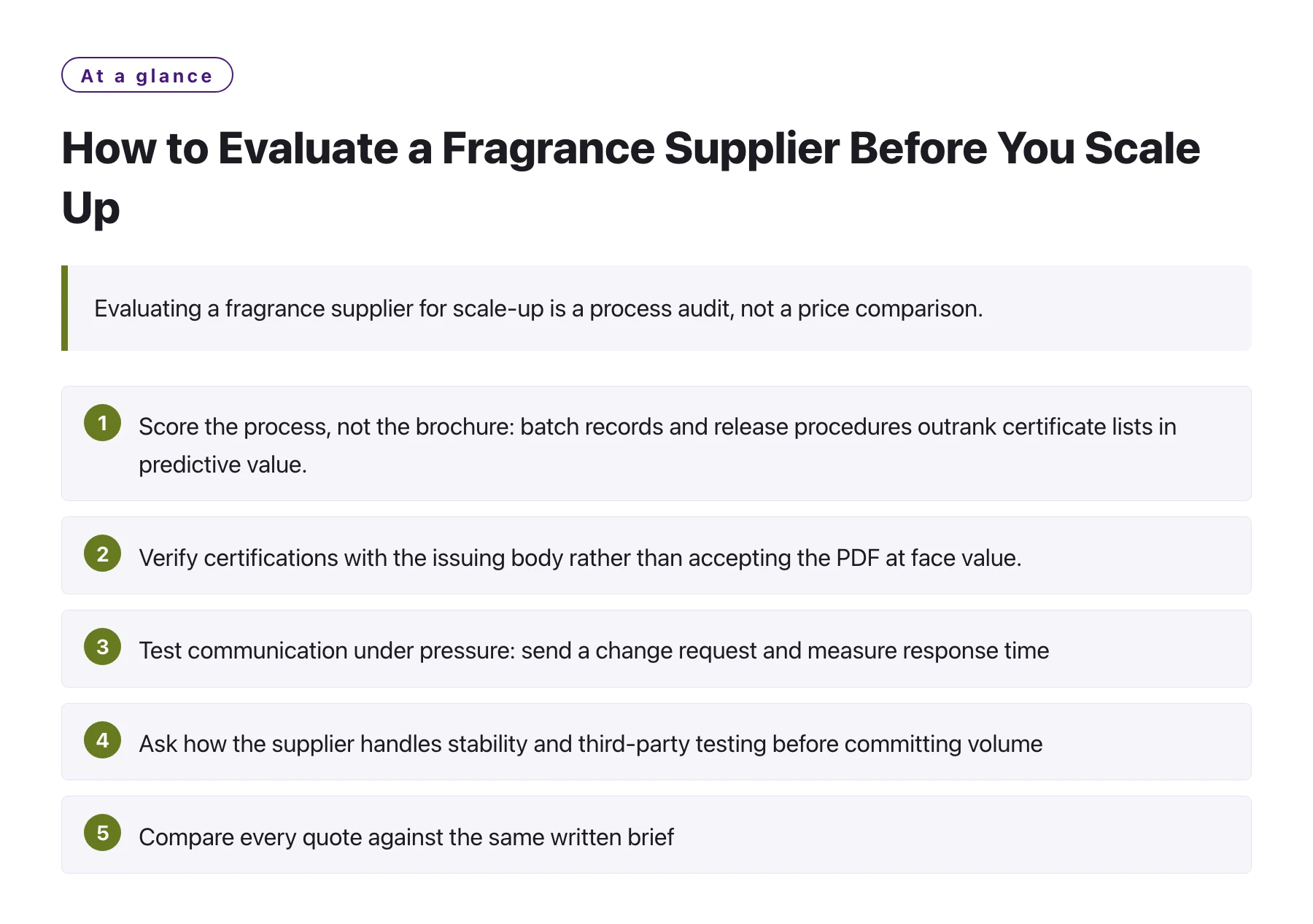 How to Evaluate a Fragrance Supplier Before You Scale Up——全文要点速览